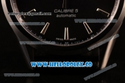 Tag Heuer Carrera Calibre 5 wiss ETA 2824 Automatic Steel Case with Black Dial Stick Markers and Black Leather Strap