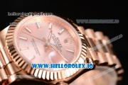 Rolex Datejust Swiss ETA 2671 Automatic Rose Gold Case with Pink Dial Stick Markers and Rose Gold Bracelet (BP)