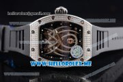 Richard Mille Natalie Portman RM-19-01 Asia Manual Winding Steel Case with Seleton Dial and Black Rubber Strap Diamonds Bezel