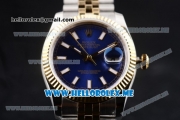 Rolex Datejust Clone Rolex 3135 Automatic Two Tone Case/Bracelet with Blue Dial and Stick Markers (BP)