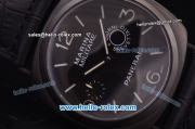 Panerai Radiomir Pam 339 Asia 6497 Manual Winding PVD Case with Black Dial and Black Leather Strap