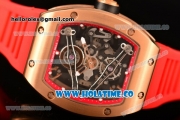 Richard Mille RM 038 Asia Automatic Rose Gold Case with Skeleton Dial and Red Rubber Strap