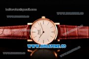 Piaget Altiplano Miyota 9015 Automatic Rose Gold Case with White Dial Brown Leather Strap and Stick Markers