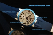 Ulysse Nardin Dual Time Automatic Movement Steel Case with Silver Dial and Blue Rubber Strap
