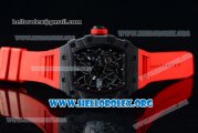 1:1 Richard Mille RM 35-02 RAFAEL NADA Japanese Miyota 9015 Automatic Black PVD Case with Skeleton Dial Red Crown Red Rubber Strap