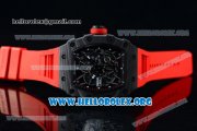 1:1 Richard Mille RM 35-02 RAFAEL NADA Japanese Miyota 9015 Automatic Black PVD Case with Skeleton Dial Red Crown Red Rubber Strap
