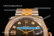Rolex Datejust Asia Automatic Yellow Gold/Steel Case with Diamonds Bezel Army Green Dial and Diamonds Markers (BP)