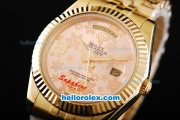 Rolex Day-Date II Automatic Movement Full Gold with Rose Gold Dial