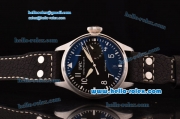 IWC Big Pilot Automatic Steel Case with White Numeral Markers Black Dial and Black Leather Strap