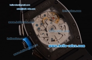 Richard Mille RM011 Swiss Valjoux 7750-SHG Automatic Black PVD Case with Black Rubber Strap and Skeleton Dial