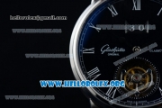 Glashutte Senator Meissen Tourbillon Swiss Tourbillon Automatic Steel Case with Black Dial Black Leather Strap