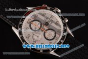 Tag Heuer Carrera Calibre 1887 Automatic Chronograph Miyota Quartz Steel Case with White Dial Arabic Number Markers and Black Rubber Strap