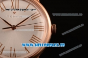 Zenith Vintage Miyota 9015 Automatic Rose Gold Case with White Dial and Brown Leather Strap - (AAAF)