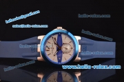 Ulysse Nardin Executive Dual Time Asia ST18 Automatic Rose Gold Case with Blue Bezel and White Dial - ETA Coating