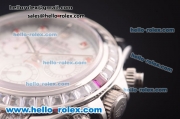 Rolex Daytona Chronograph Swiss Valjoux 7750 Automatic Steel Case with Diamond Bezel and MOP Dial-White Leather Strap