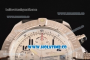 Breitling Avenger Seawolf Miyota Quartz Steel Case with White Dial Black Rubber Strap and Arabic Numeral Markers
