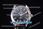 Omega Seamaster Aqua Terra 150 M Co-Axial Clone 8500 Automatic Steel Case with Black Dial Stick Markers and Black Leather Strap (EF)