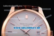 Patek Philippe Calatrava Miyota Quartz Rose Gold Case with White Dial and Brown Leather Strap Stick Markers