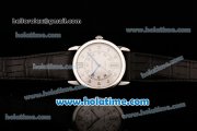 Cartier Ronde Solo Swiss ETA 2836 Automatic Steel Case with Black Leather Strap White Dial and Diamond Markers