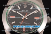 Rolex Milgauss Asia Automatic Steel Case with Black Dial Stick Markers and Black Nylon Strap