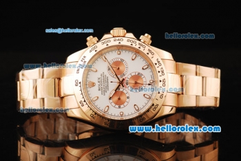 Rolex Daytona II Automatic Movement Rose Gold Case and Strap with White Dial and White Markers