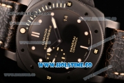 Panerai PAM 508 P Luminor Submersible Clone Panerai P.9000 Automatic Ceramic Case with Black Dial and Brown Leather Strap (ZF)