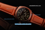 Panerai Marina Militare Manual Winding Movement Brown PVD Case with Black Dial and Green Markers