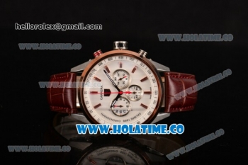 Tag Heuer Carrera MikroPendulumS Chrono Miyota Quartz Steel Case with Rose Gold Bezel White Dial and Stick Markers