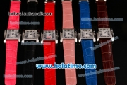 Cartier Tank Anglaise Swiss Quartz Steel Case with Black Leather Strap White Dial and Black Markers