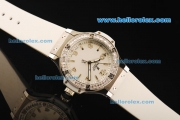 Hublot Big Bang Swiss Quartz Movement Steel Case with Diamond Bezel and White Rubber Strap