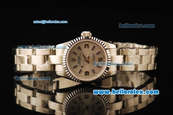 Rolex Oyster Perpetual Automatic Movement ETA Coating Case with Silver Dial and Purple Stick Markers/ Arabic Numerals