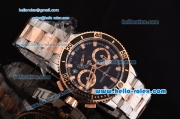 Ulysse Nardin Maxi Marine Diver Chrono Japanese Miyota OS20 Quartz Two Tone Case Stick Markers with Two Tone Strap and Black Dial