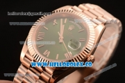 Rolex Day-Date Clone Rolex 3235 Automatic Rose Gold Case with Brown Dial Roman Numeral Markers and Rose Gold Bracelet (CF)