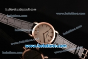 Vacheron Constantin Malte Miyota Quartz Rose Gold Case with Black Leather Bracelet Grey Dial and Stick Markers