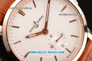 Ulysse Nardin Classico Miyota OS2035 Quartz Rose Gold Case with Stick Markers White Dial and Orange Leather Strap