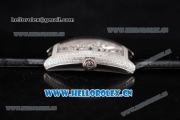 Franck Muller Casablanca Asia Automatic Steel/Diamonds Case with Diamonds Dial and Black Leather Strap Diamonds Bezel (ZF)