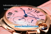 Cartier Ballon Bleu De Medium Chrono Miyota Quartz Rose Gold Case with Pink Dial and Roman Numeral Markers