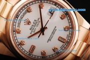 Rolex Day-Date Swiss ETA 2836 Automatic Movement Rose Gold Case with White Dial and Diamond Hour Markers