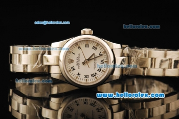 Rolex Oyster Perpetual Automatic Movement ETA Coating Case with White Dial and Steel Strap