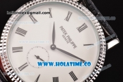 Patek Philippe Calatrava Asia ST16 Automatic Steel Case with White Dial and Black Leather Strap