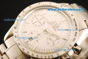 Omega Speedmaster Chronograph Swiss Valjoux 7750 Automatic Movement Full Steel with White Dial and Stick Markers