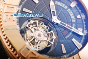 Roger Dubuis Easy Diver Tourbillon Manual Winding Movement Rose Gold Case with Black Dial and Rubber Strap