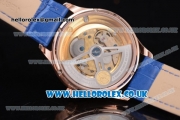 IWC Portugueser Tourbillon Hand-Wound Asia 2813 Automatic Rose Gold Case with Blue Dial Blue Leather Strap and Arabic Numeral Markers