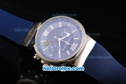 Ulysse Nardin Maxi Marine Swiss Valjoux 7750 Automatic Movement Blue Dial with Blue Rubber Strap