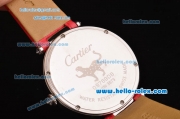 Cartier Le Cirque Animalier de Cartier Swiss Quartz Steel Case with MOP Dial and Pink Leather Strap