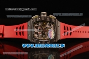 Richard Mille RM11-03 Swiss Valjoux 7750 Automatic Carbon Fiber Case Skeleton Dial With Arabic Numeral Markers Red Rubber Strap 1:1 Original(KV)