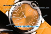 Cartier Ballon Bleu Swiss Quartz Steel Case with Yellow Leather Strap White Markers and Yellow Dial