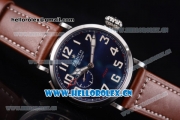 Zenith Pilot Type 20 GMT Asia ST25 Automatic Steel Case with Blue Dial Arabic Numeral Markers and Brown Leather Strap