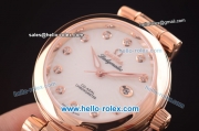 Omega Ladymatic Swiss ETA 2671 Automatic Rose Gold Case with White Stripy Dial and Pink Leather Strap-1:1 Original