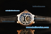 Cartier Ballon Bleu de Cartier Swiss Tourbillon Manual Winding Movement Gold Case with Black Leather Strap